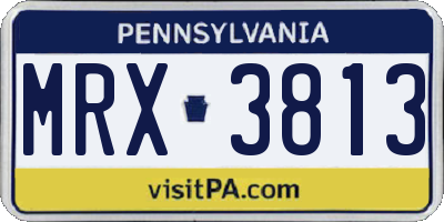 PA license plate MRX3813