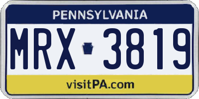 PA license plate MRX3819