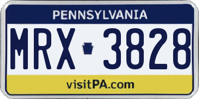 PA license plate MRX3828