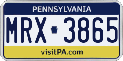 PA license plate MRX3865