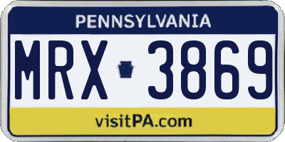 PA license plate MRX3869