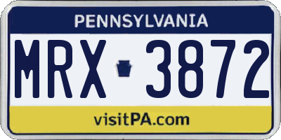 PA license plate MRX3872