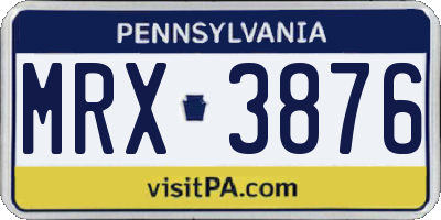 PA license plate MRX3876