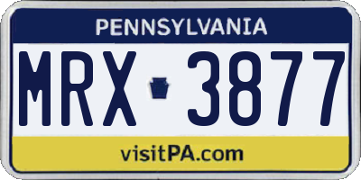 PA license plate MRX3877