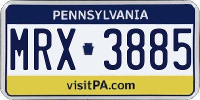 PA license plate MRX3885