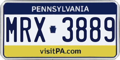 PA license plate MRX3889