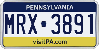 PA license plate MRX3891