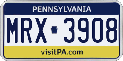 PA license plate MRX3908