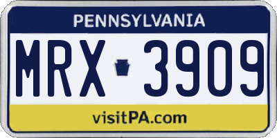 PA license plate MRX3909