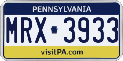PA license plate MRX3933