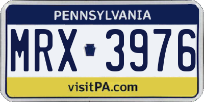 PA license plate MRX3976