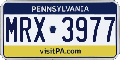 PA license plate MRX3977