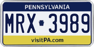 PA license plate MRX3989