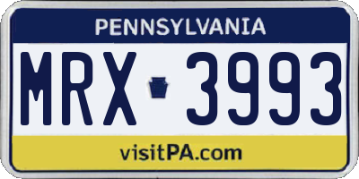 PA license plate MRX3993