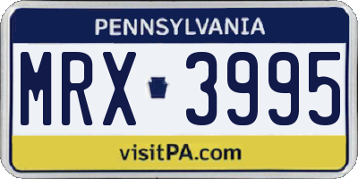 PA license plate MRX3995