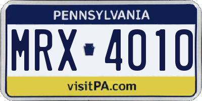 PA license plate MRX4010
