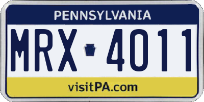 PA license plate MRX4011
