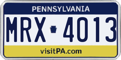 PA license plate MRX4013