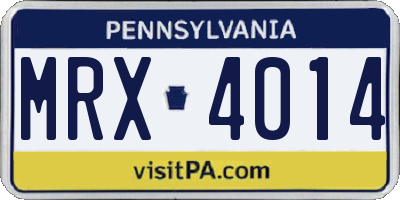 PA license plate MRX4014