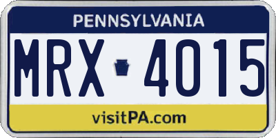 PA license plate MRX4015