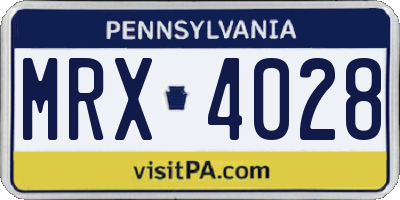 PA license plate MRX4028