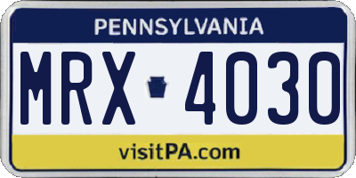 PA license plate MRX4030
