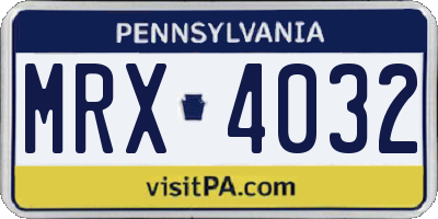 PA license plate MRX4032