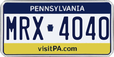PA license plate MRX4040