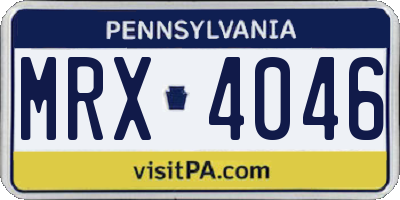 PA license plate MRX4046