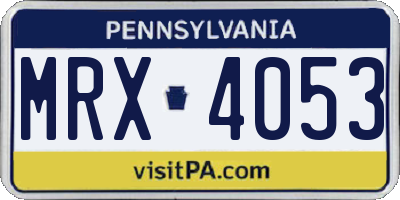 PA license plate MRX4053