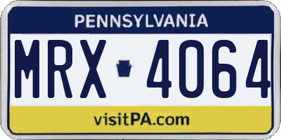 PA license plate MRX4064