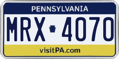 PA license plate MRX4070
