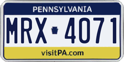 PA license plate MRX4071