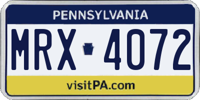 PA license plate MRX4072
