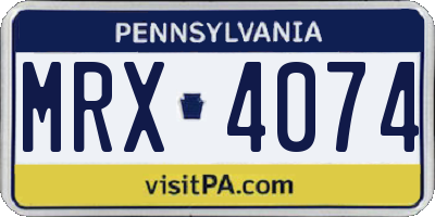 PA license plate MRX4074