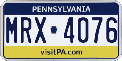 PA license plate MRX4076
