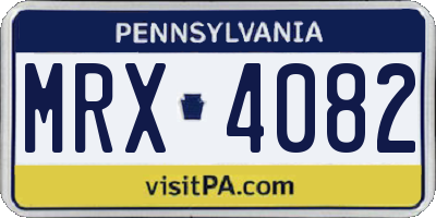 PA license plate MRX4082