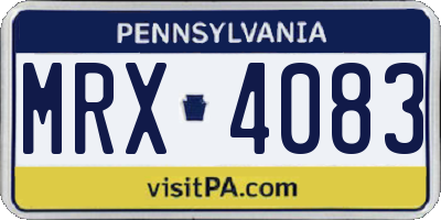 PA license plate MRX4083