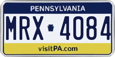 PA license plate MRX4084