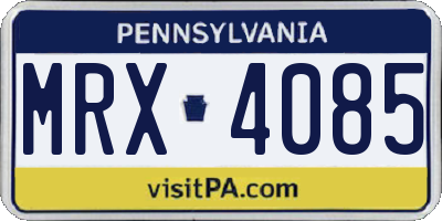 PA license plate MRX4085