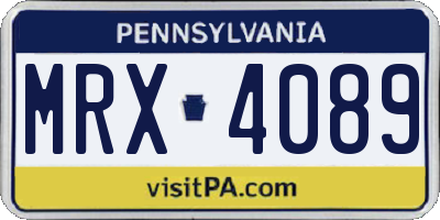 PA license plate MRX4089
