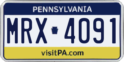 PA license plate MRX4091