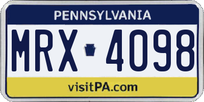 PA license plate MRX4098