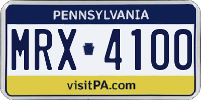 PA license plate MRX4100