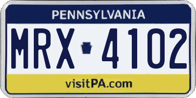 PA license plate MRX4102
