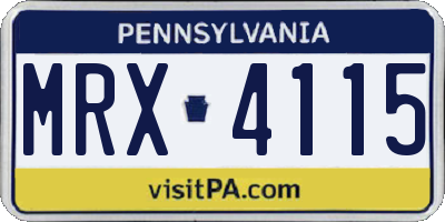 PA license plate MRX4115