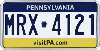 PA license plate MRX4121
