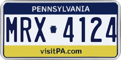 PA license plate MRX4124