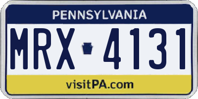 PA license plate MRX4131