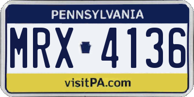 PA license plate MRX4136